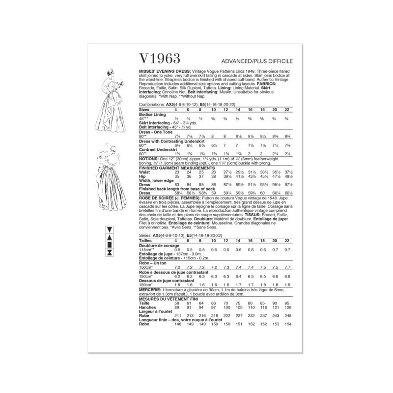 Patron Vogue 1963 E5 - Jupe évasée