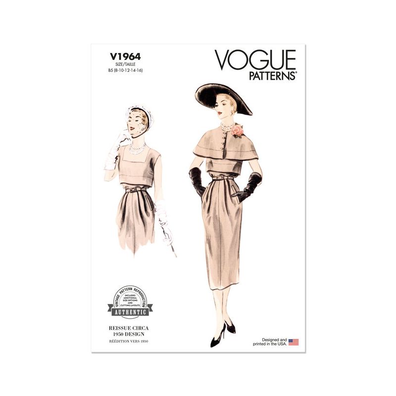 Patron Vogue 1964 Y5 - Robe et mini cape