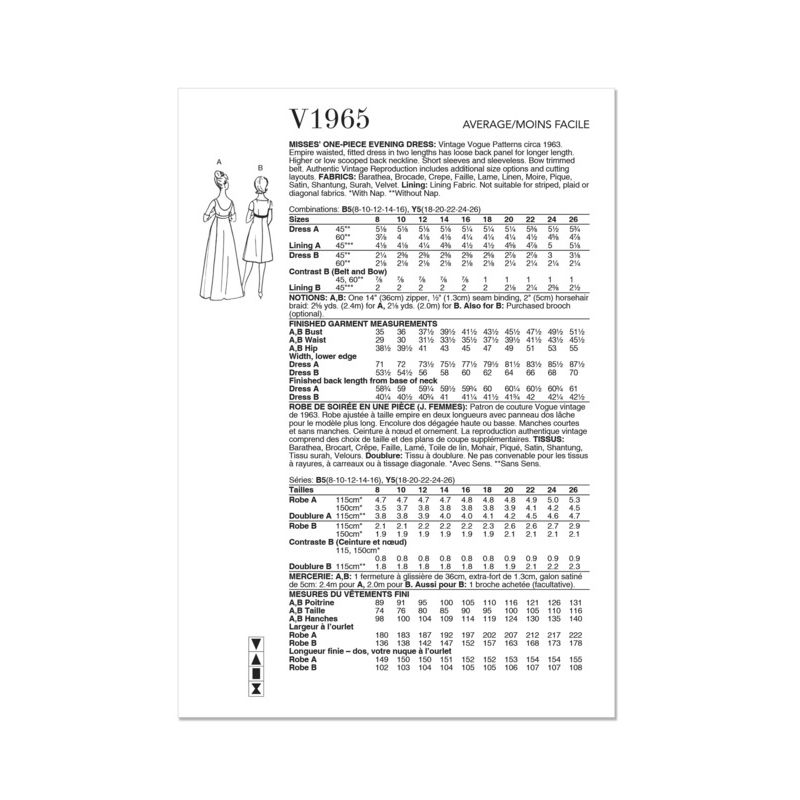 Patron Vogue 1965 B5 - Robe ajustée
