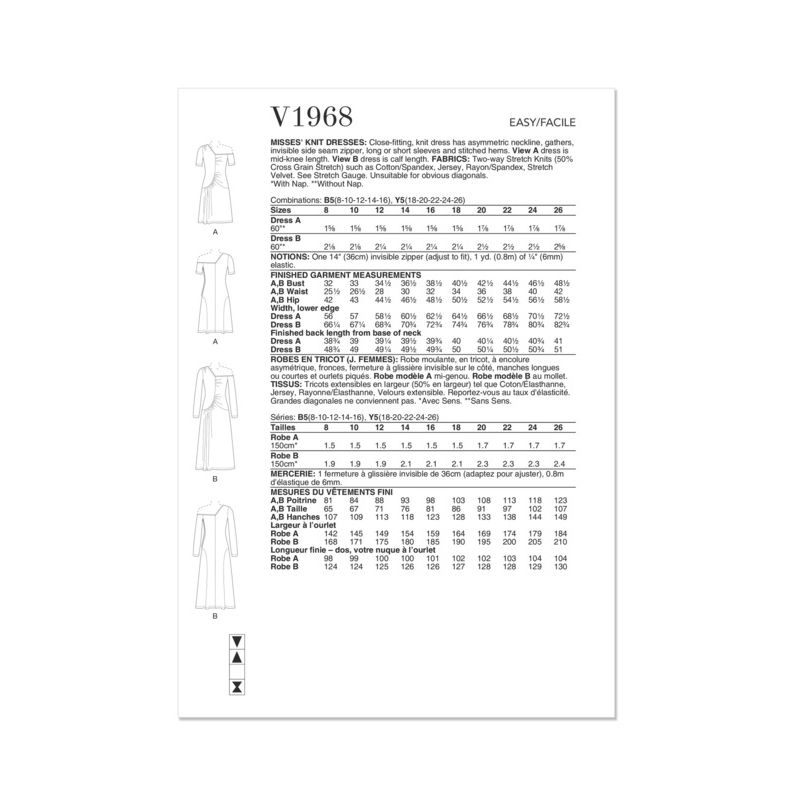 Patron Vogue 1968 B5 - Robe moulante