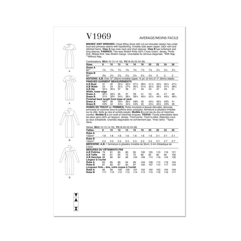 Patron Vogue 1969 Y5 - Robe moulante à épaule dénudée