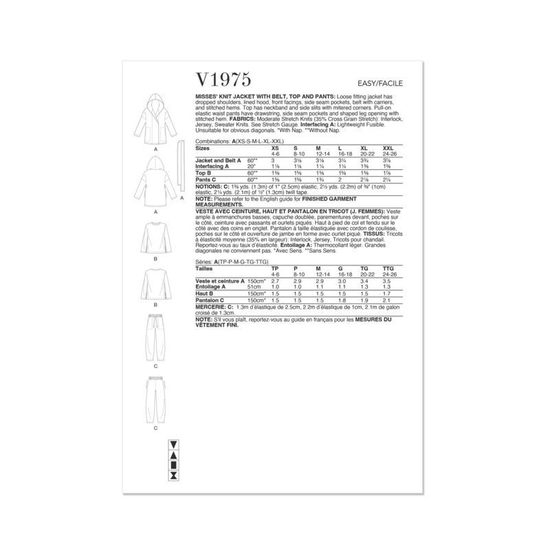 Patron Vogue 1975 A - Veste ample