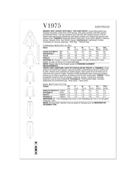 Patron Vogue 1975 A - Veste ample