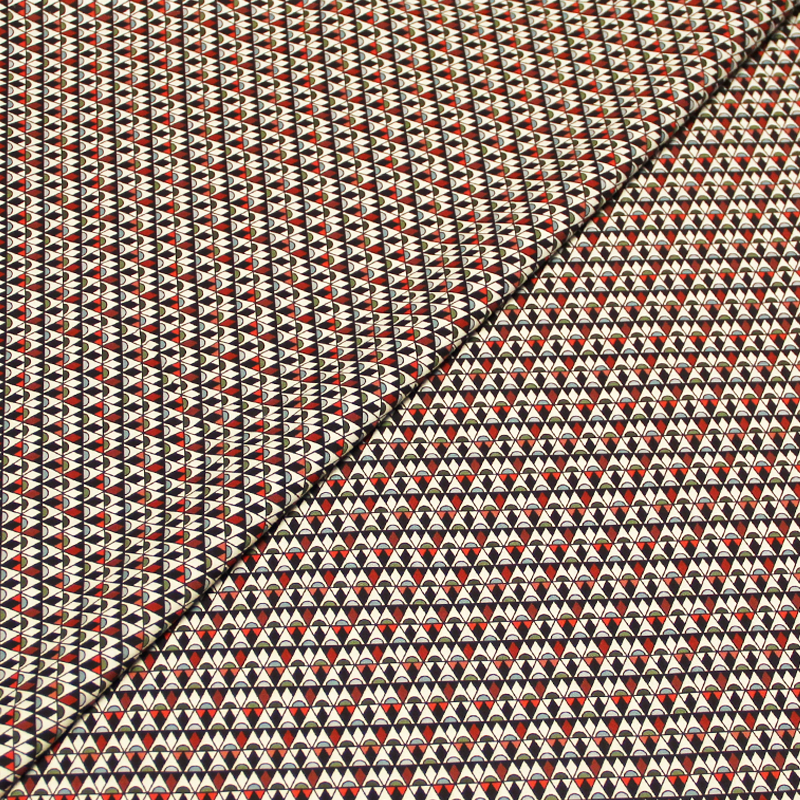 Popeline 100% coton peigné - Triangle multicolore