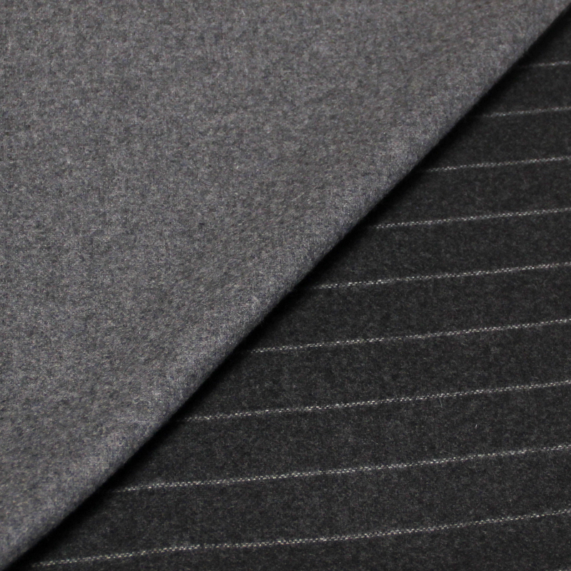 Drap de laine double face 100% laine - Rayé gris