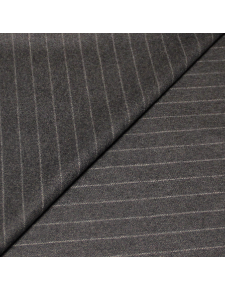 Drap de laine 100% laine - Rayure craie fond gris