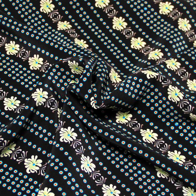 Crêpe de Chine 100% soie - Diagonale fleuri