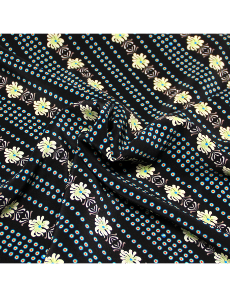 Crêpe de Chine 100% soie - Diagonale fleuri