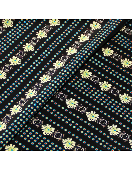 Crêpe de Chine 100% soie - Diagonale fleuri