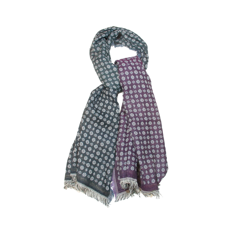 Écharpe laine & coton - Rêve d'Orient bleu & violet