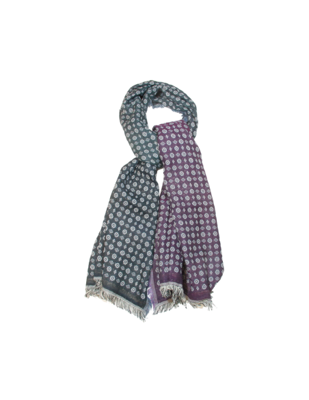 Écharpe laine & coton - Rêve d'Orient bleu & violet