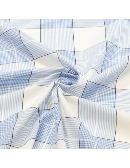 Voile tissé-teint polycoton - Carreaux bleu