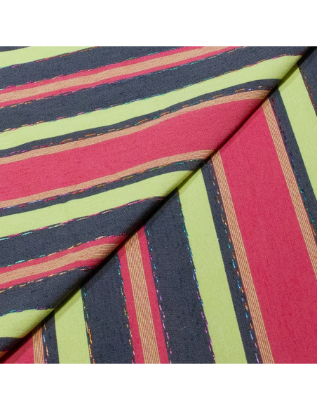 Bayadère envers satin - Surpiqué fils multicolore