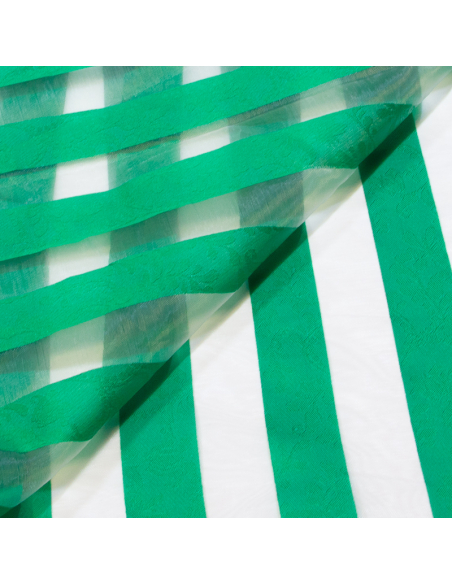 Organza jacquard - Bande verte