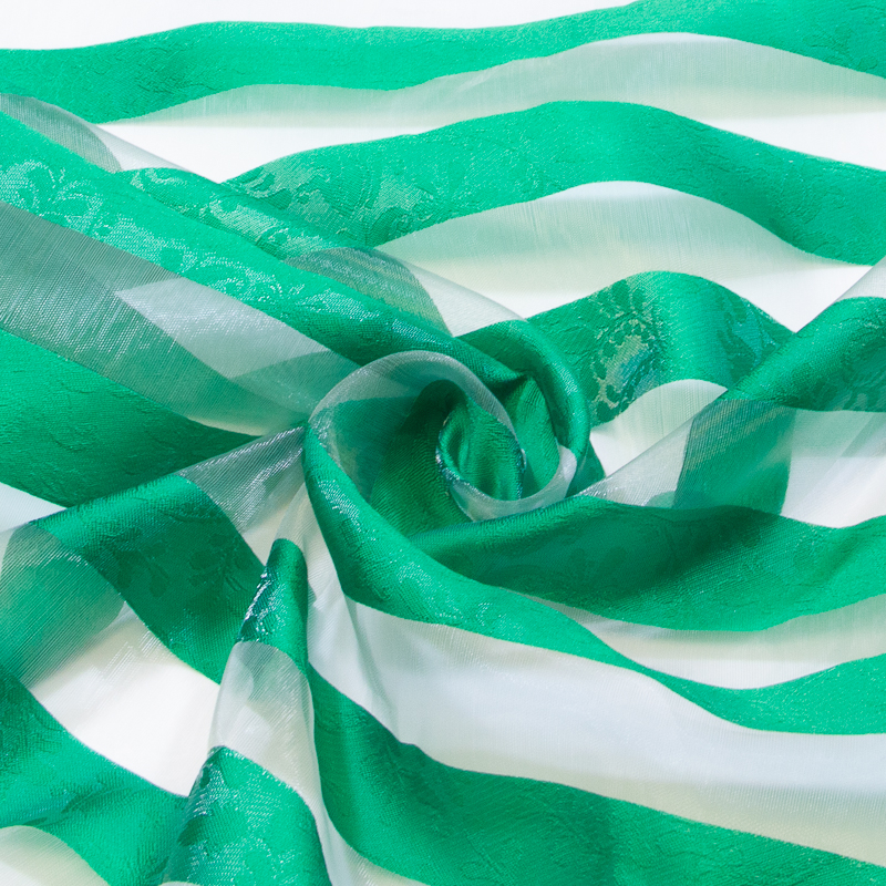 Organza jacquard - Bande verte