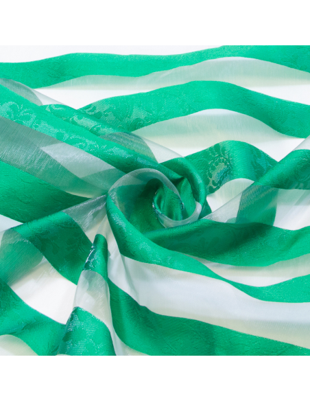Organza jacquard - Bande verte