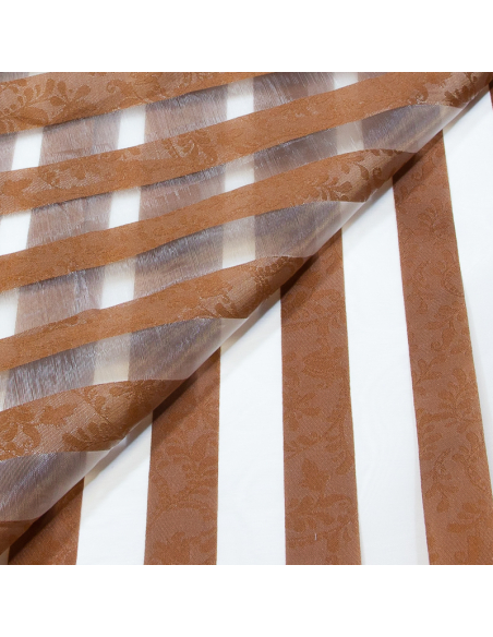 Organza jacquard - Bande marron