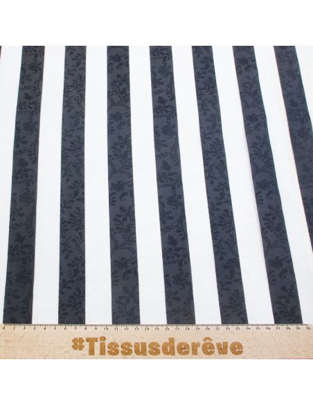 Organza jacquard - Bande noir