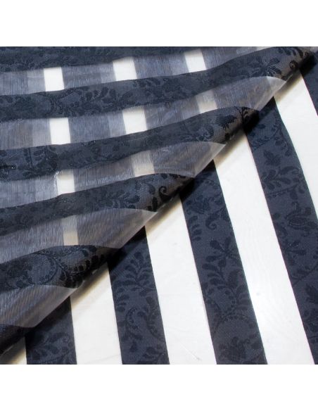 Organza jacquard - Bande noir
