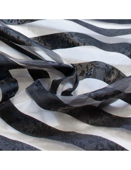 Organza jacquard - Bande noir