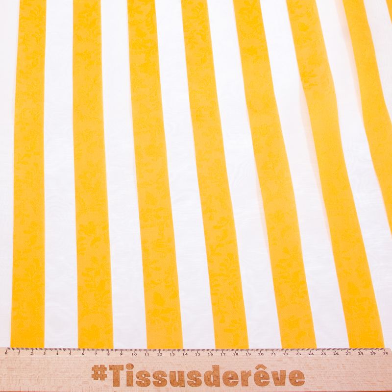 Organza jacquard - Bande orangé