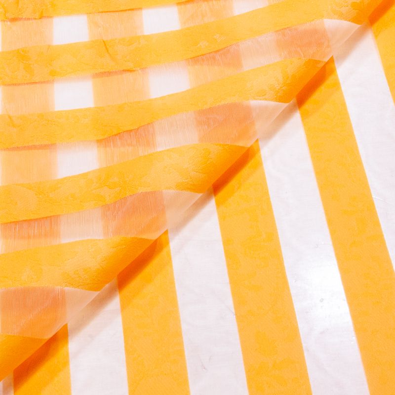 Organza jacquard - Bande orangé