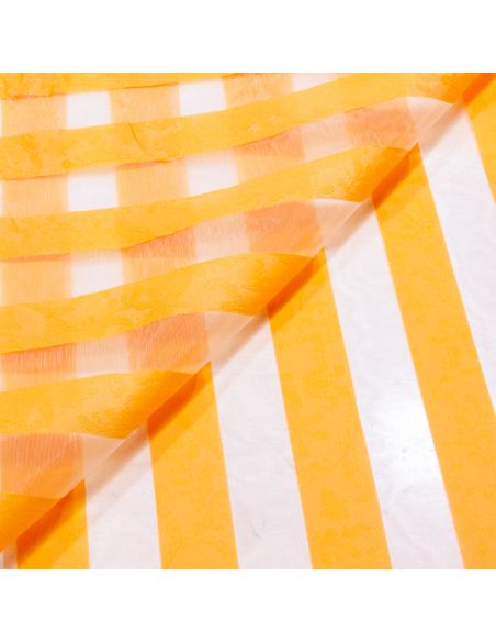 Organza jacquard - Bande orangé