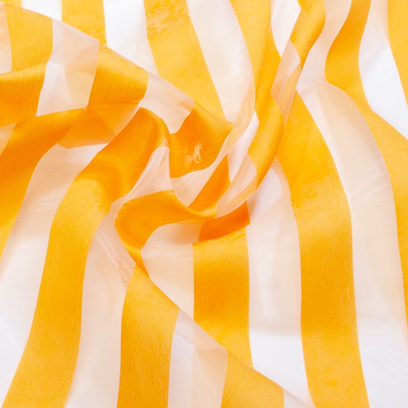 Organza jacquard - Bande orangé