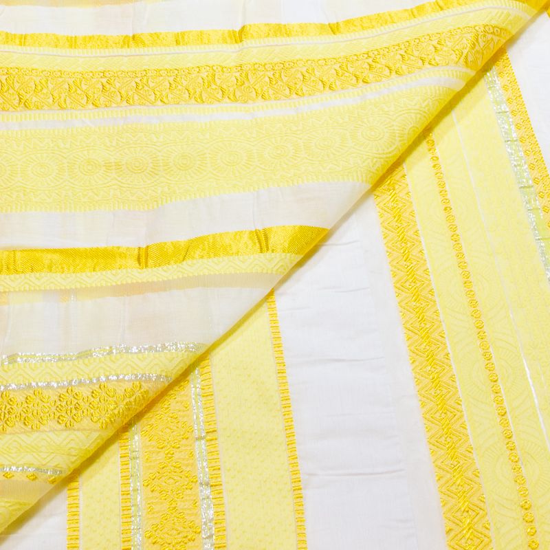 Organza jacquard - Bande jaune