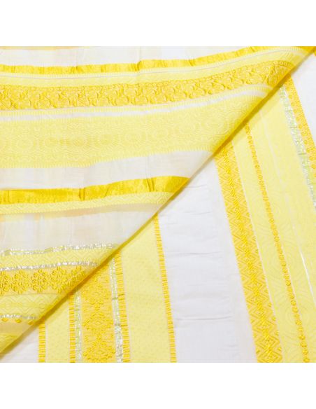 Organza jacquard - Bande jaune