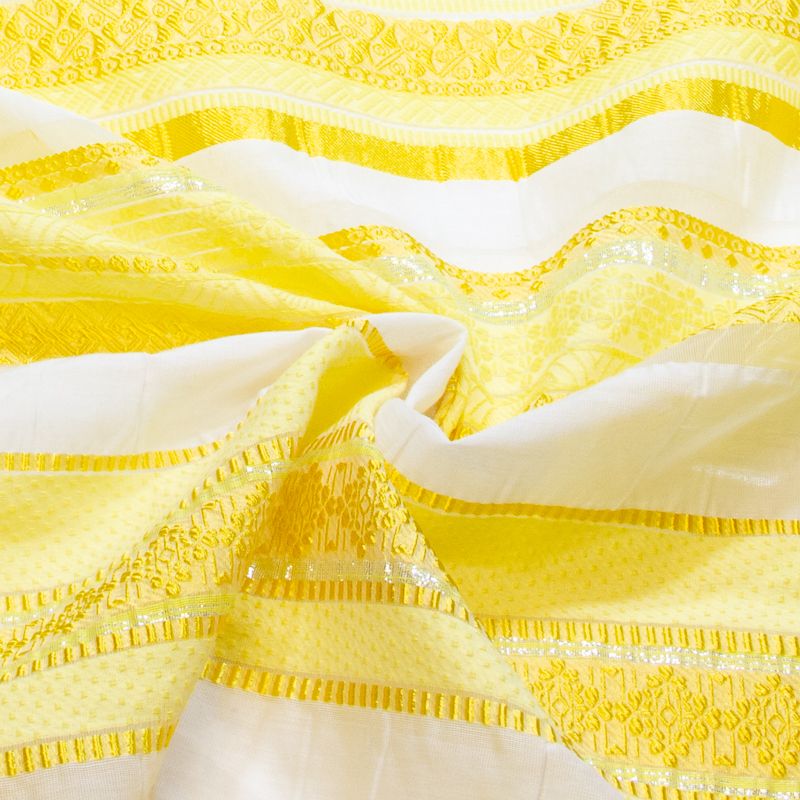 Organza jacquard - Bande jaune