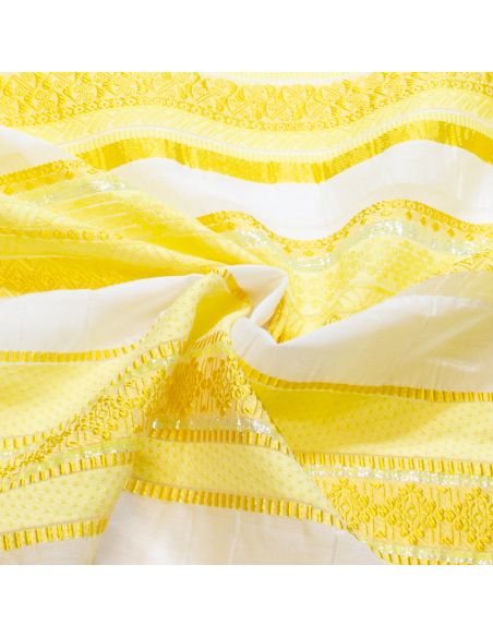 Organza jacquard - Bande jaune