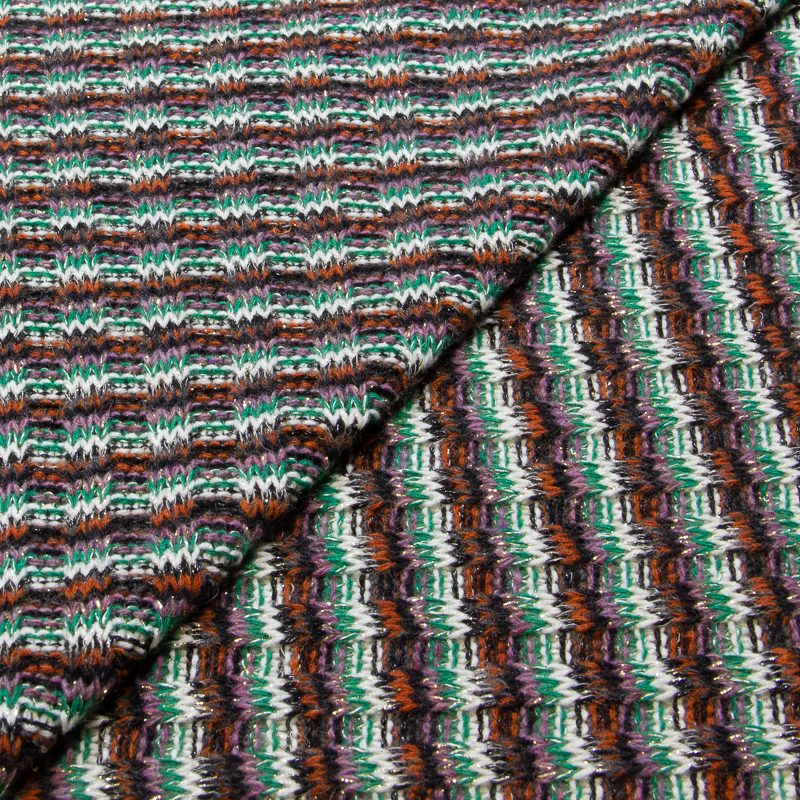 Jersey tricot de laine - Ton vert & orange