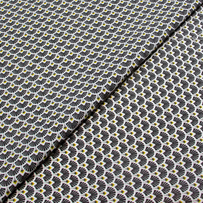 Cretonne 100% coton - Éventail noir