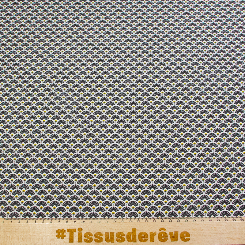 Cretonne 100% coton - Éventail noir