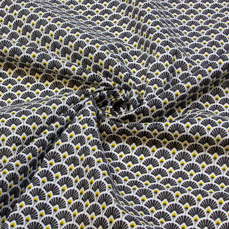 Cretonne 100% coton - Éventail noir