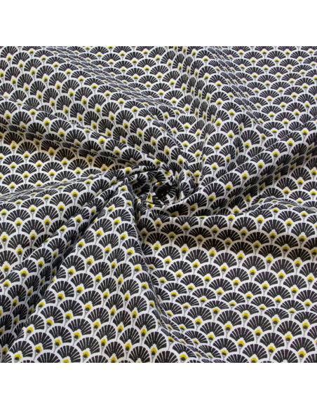 Cretonne 100% coton - Éventail noir