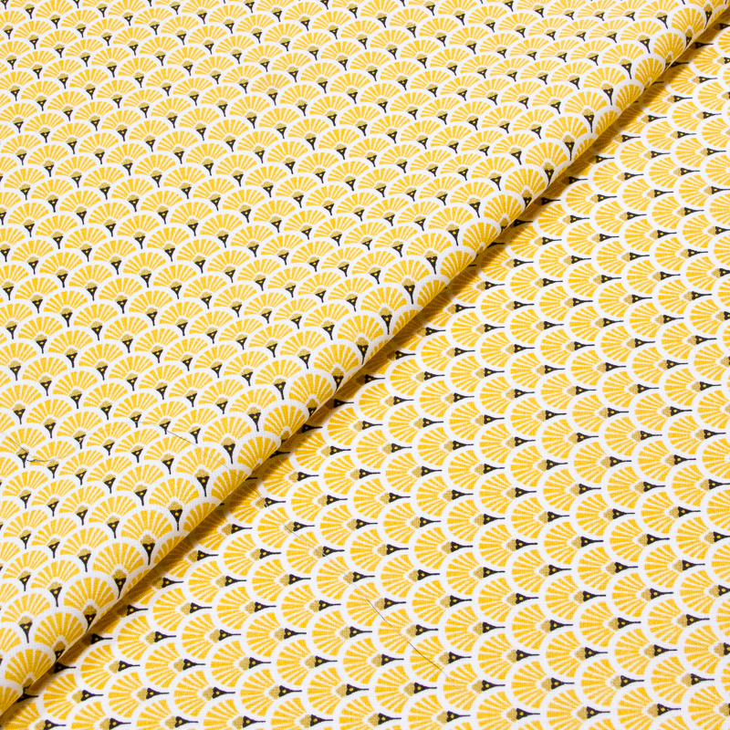 Cretonne 100% coton - Éventail jaune