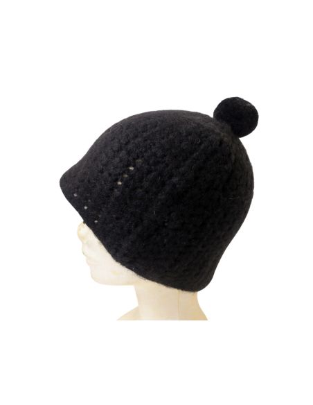 Bonnet 100% Yak pompon - Noir