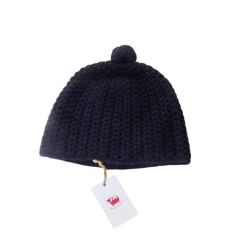Bonnet 100% Yak pompon - Marine