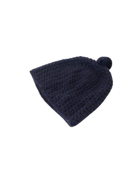 Bonnet 100% Yak pompon - Marine