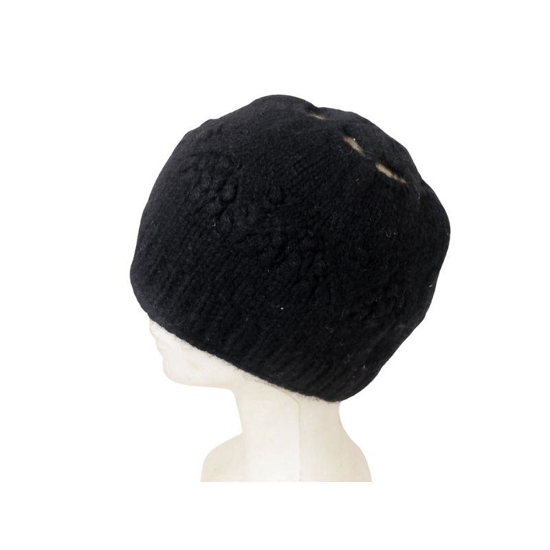 Bonnet 100% Yak ajouré - Noir