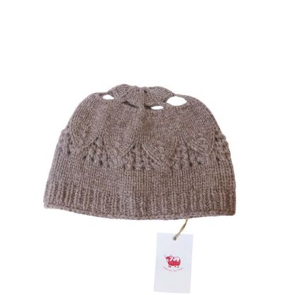 Bonnet 100% Yak ajouré - Beige foncé 2