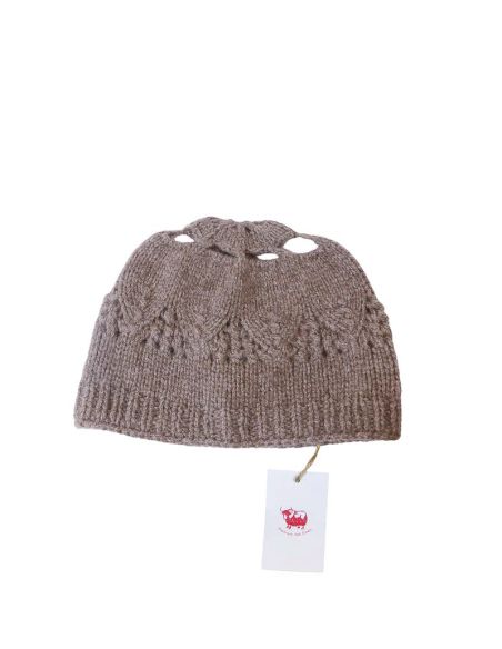 Bonnet 100% Yak ajouré - Beige foncé