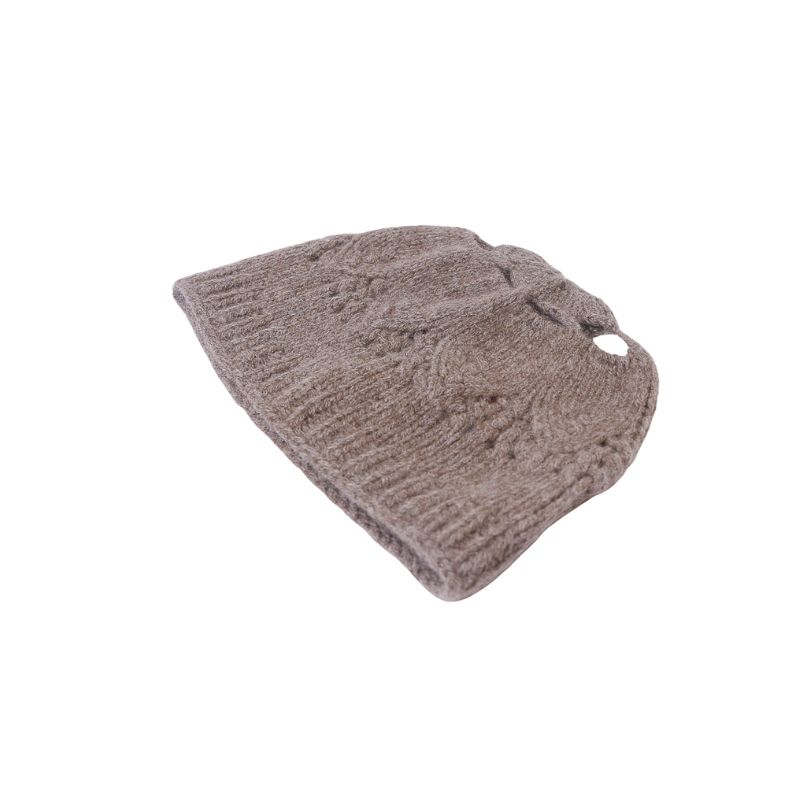 Bonnet 100% Yak ajouré - Beige foncé