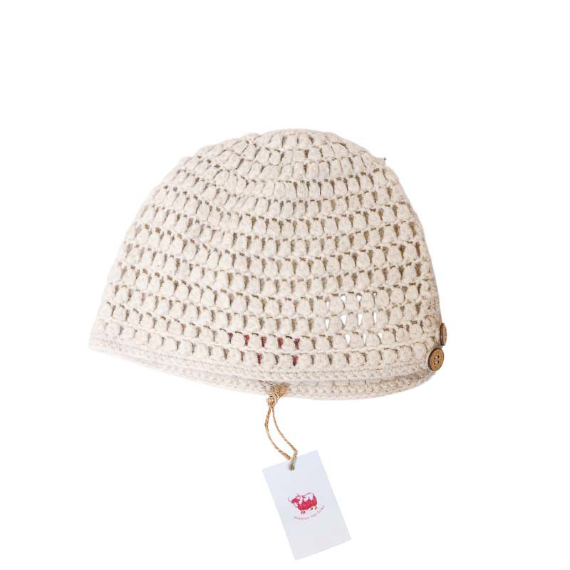 Bonnet 100% Yak à bouton - Écru