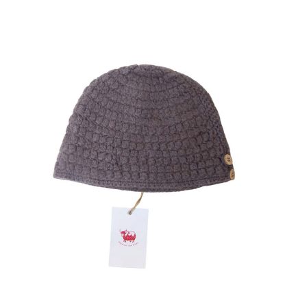 Bonnet 100% Yak à bouton - Taupe 2