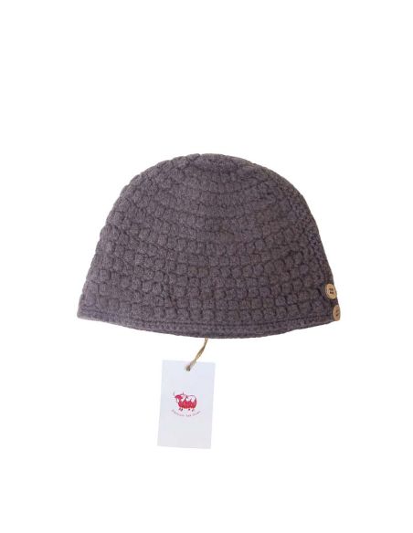 Bonnet 100% Yak à bouton - Taupe