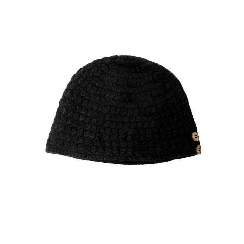 Bonnet 100% Yak à bouton - Noir