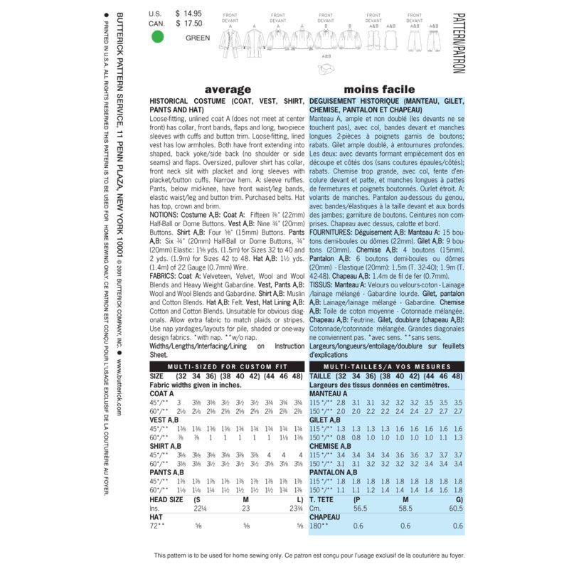 copy of Patron Butterick 3039/28W- Ensemble polyvalent